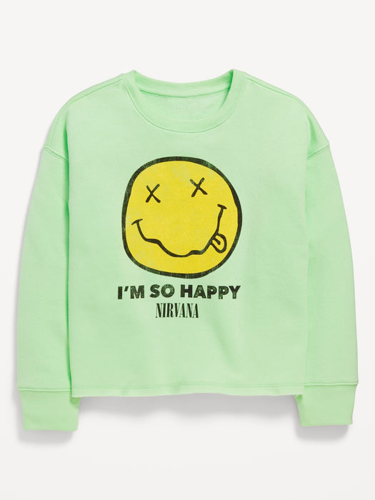 Licensed Pop Culture Graphic Crew-Neck Sweatshirt for Girls