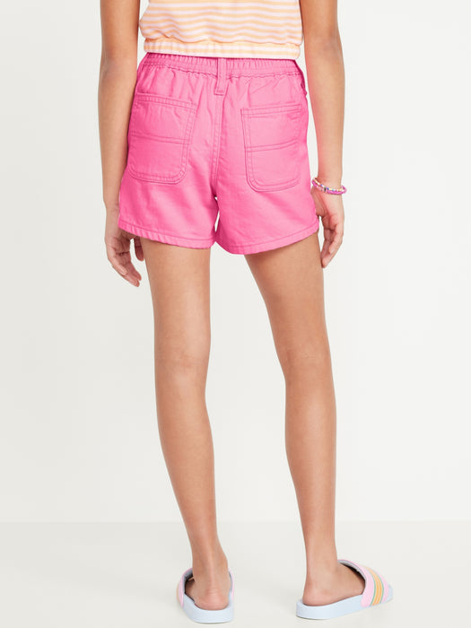 Elasticized High-Waisted Utility Jean Shorts for Girls