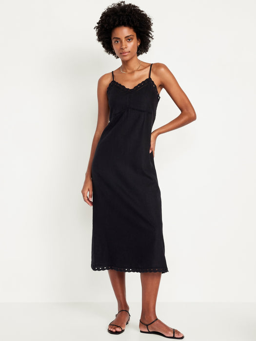 Linen-Blend Cami Midi Dress