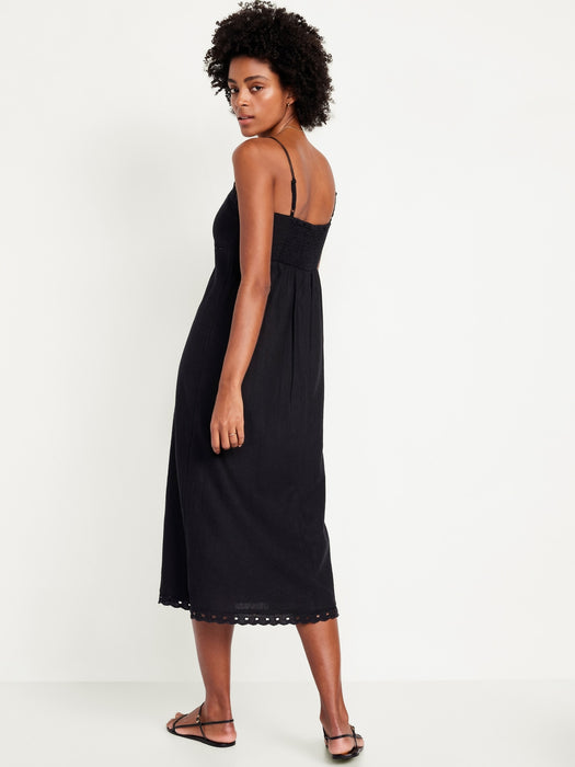 Linen-Blend Cami Midi Dress