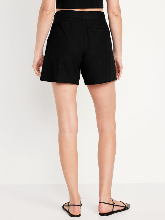 Extra High-Waisted Taylor Linen-Blend Trouser Shorts -- 5-inch inseam