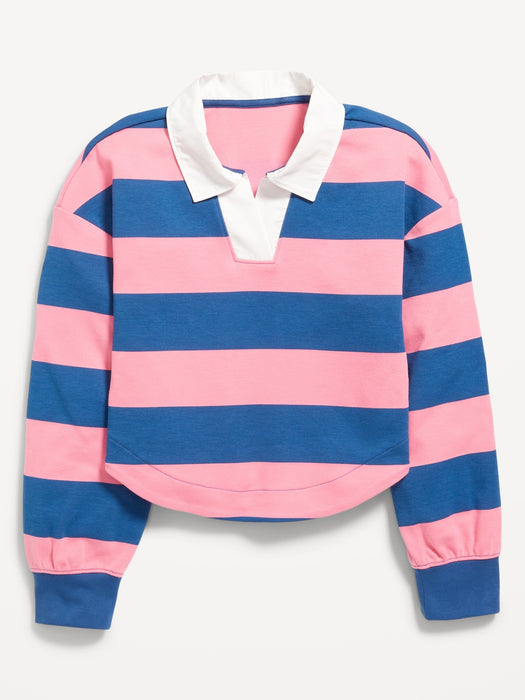 Collared Striped Pullover Top for Girls