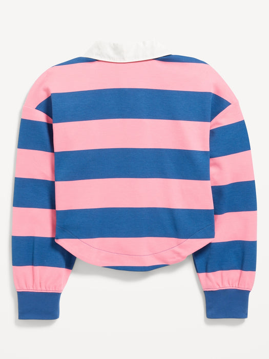 Collared Striped Pullover Top for Girls