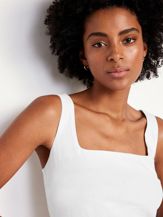 Sleeveless Linen-Blend Crop Top