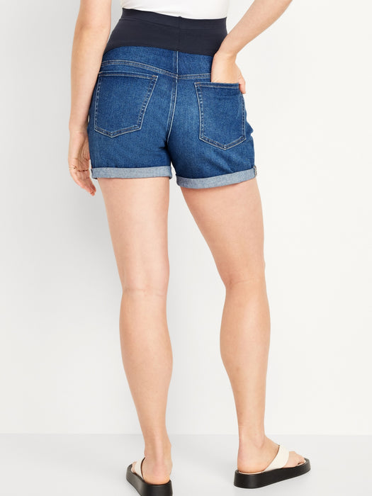 Maternity Full-Panel OG Straight Jean Shorts -- 5-inch inseam