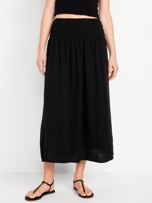 High-Waisted Crinkle Gauze Maxi Skirt