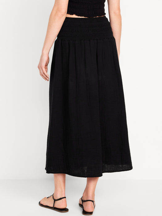 High-Waisted Crinkle Gauze Maxi Skirt