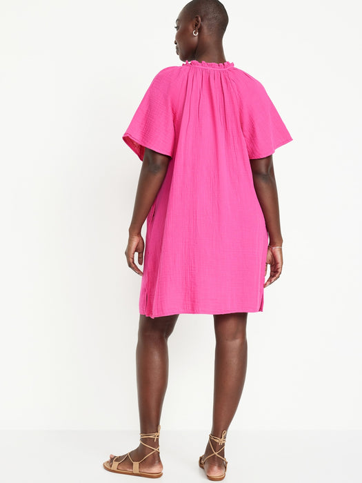 Crinkle Gauze Mini Swing Dress