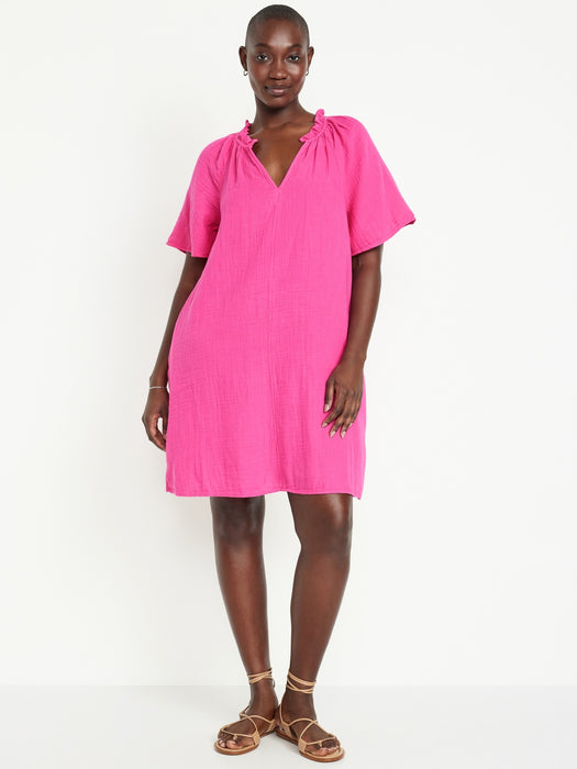Crinkle Gauze Mini Swing Dress
