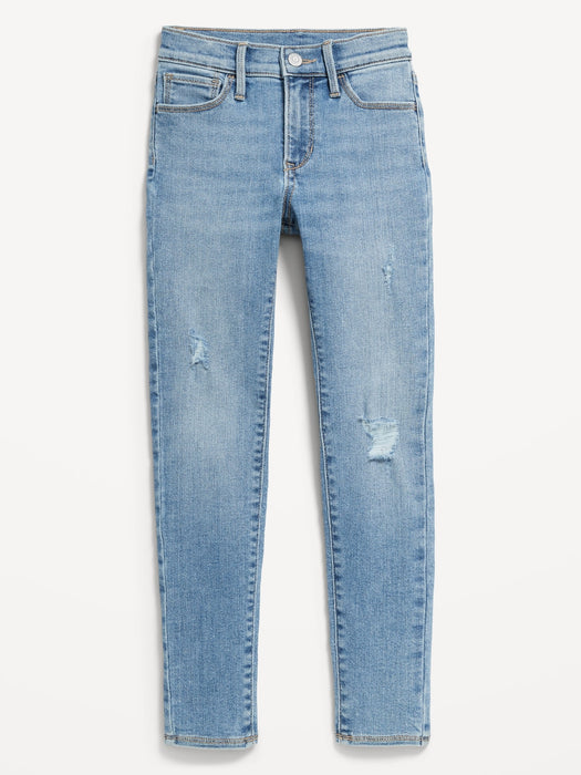 High-Waisted Rockstar 360° Stretch Ripped Jeggings for Girls