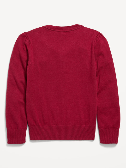 School Uniform Button-Up Cardigan for Girls