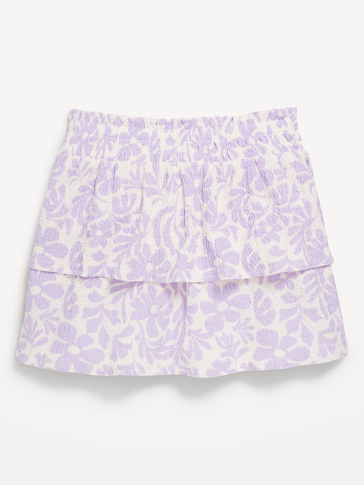 Printed Crinkled Tiered Skort for Girls