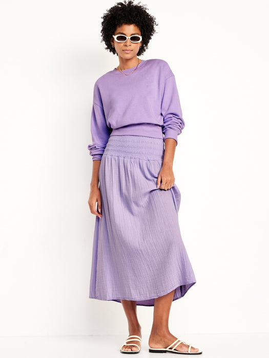 High-Waisted Crinkle Gauze Maxi Skirt