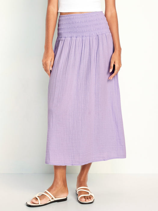 High-Waisted Crinkle Gauze Maxi Skirt