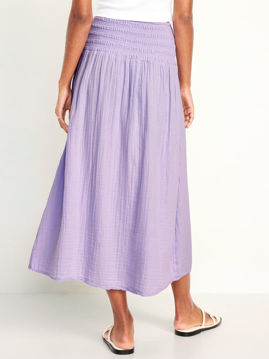High-Waisted Crinkle Gauze Maxi Skirt