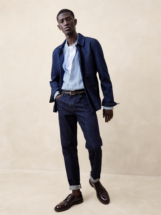 Castello Linen Banded-Collar Shirt