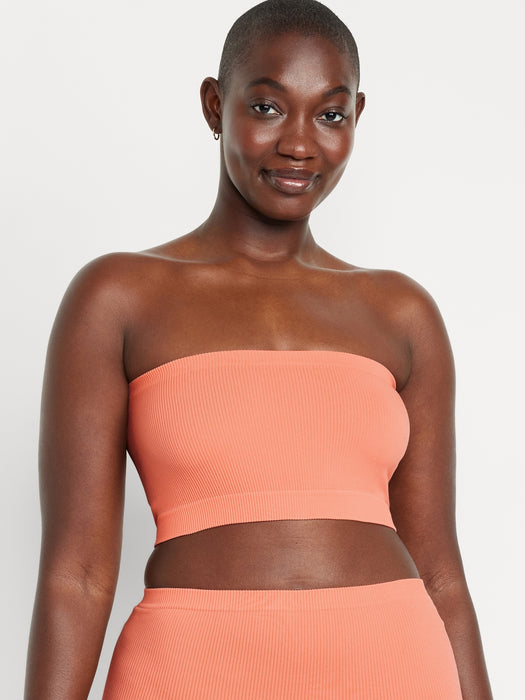 Rib-Knit Seamless Bandeau Bralette
