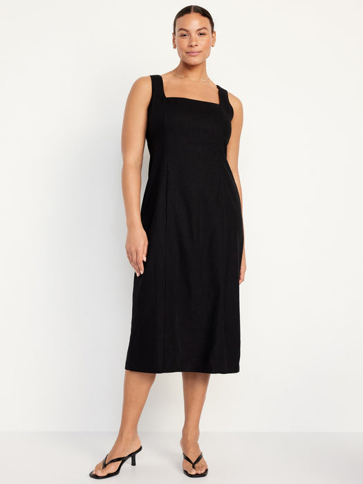 Sleeveless Square-Neck Midi Dress