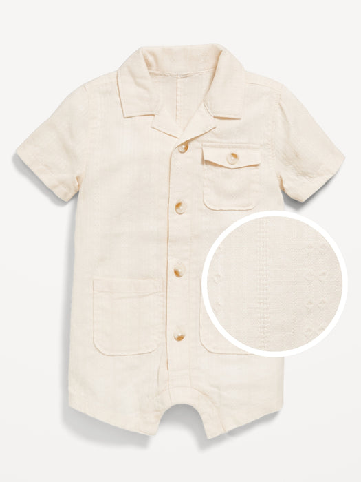Textured Dobby Utility Pocket Romper for Baby