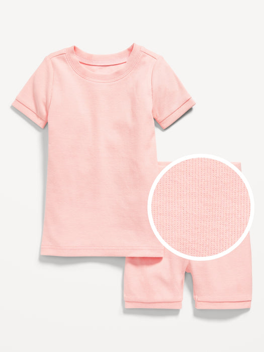 Unisex Snug-Fit Ribbed Pajama Set for Toddler & Baby