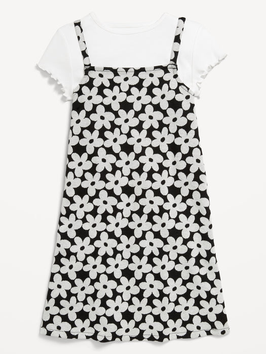 Sleeveless Fit and Flare Dress and T-Shirt Set for Girls