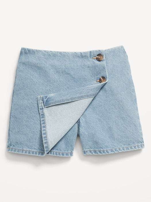 Wrap-Front Jean Skort for Girls