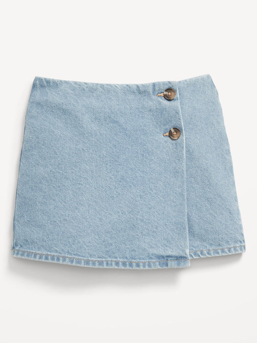 Wrap-Front Jean Skort for Girls