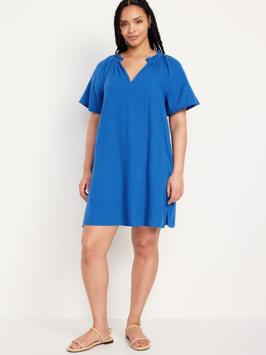 Crinkle Gauze Mini Swing Dress
