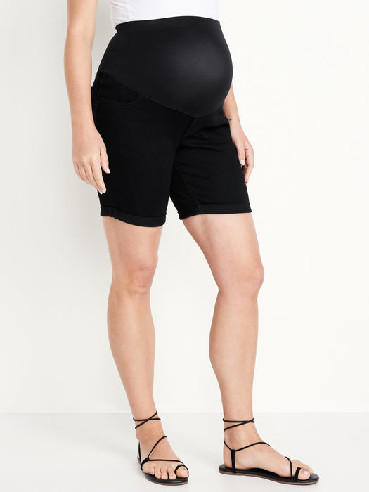 Maternity Full-Panel OG Straight Jean Shorts -- 9-inch inseam