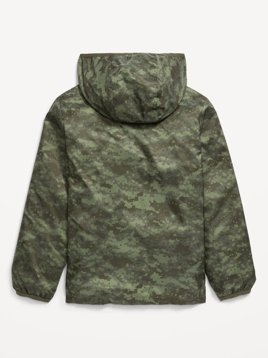Hooded Zip-Front Water-Resistant Jacket for Boys