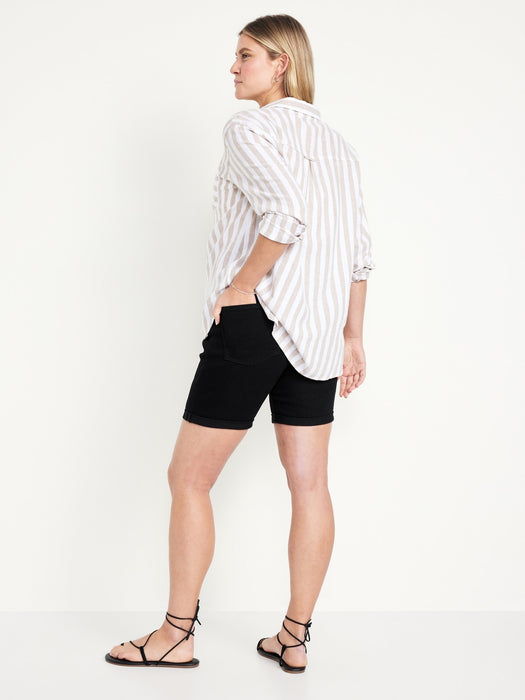 Maternity Full-Panel OG Straight Jean Shorts -- 9-inch inseam