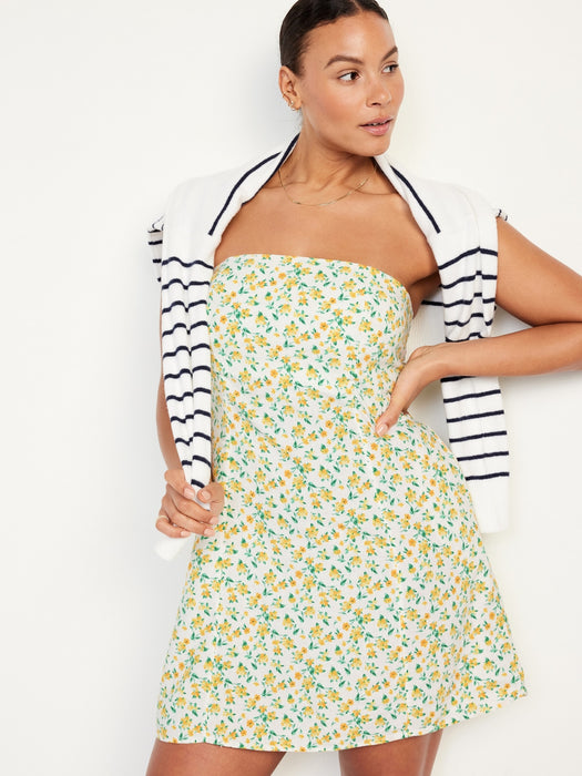 Fit & Flare Linen-Blend Mini Dress