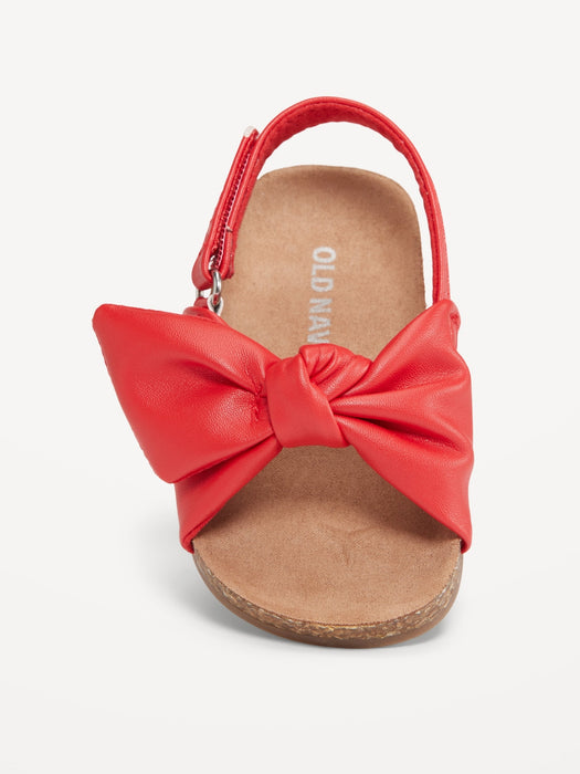 Faux-Leather Tie-Bow Sandals for Baby