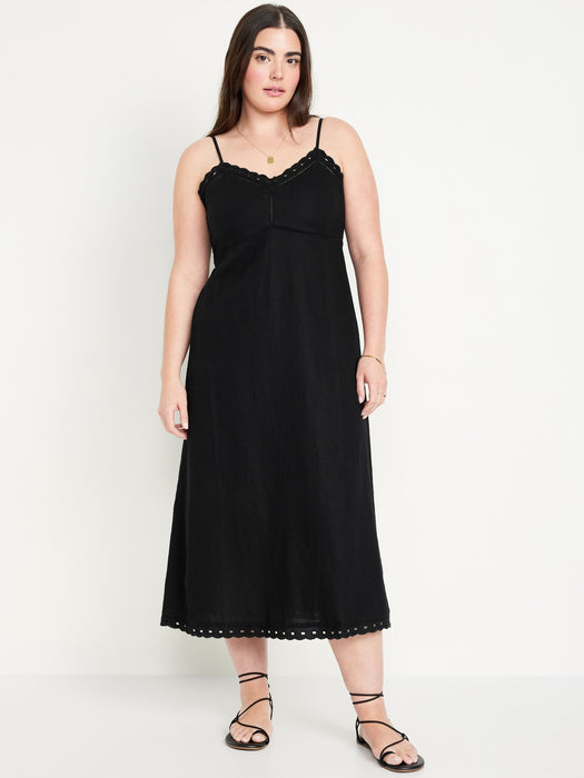Linen-Blend Cami Midi Dress