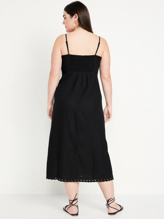 Linen-Blend Cami Midi Dress