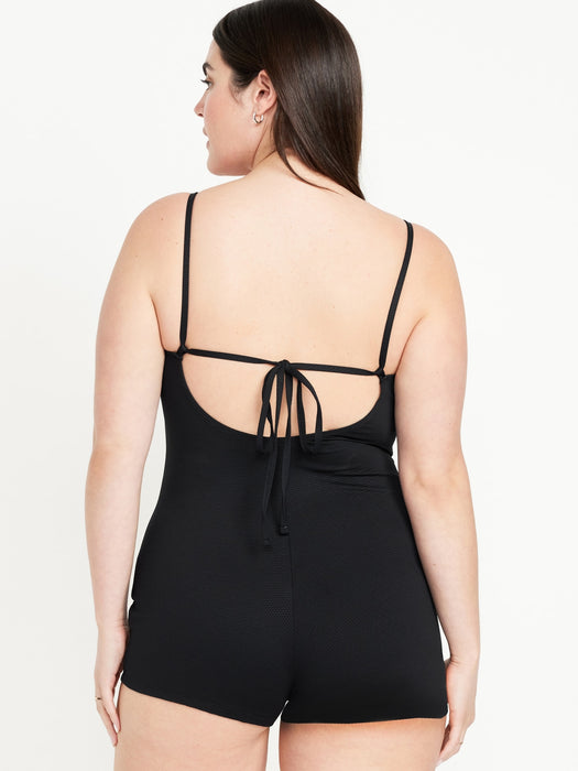 Textured Swim Romper -- 2.5-inch inseam