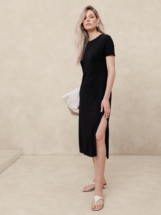 Crepe Knit Midi T-Shirt Dress