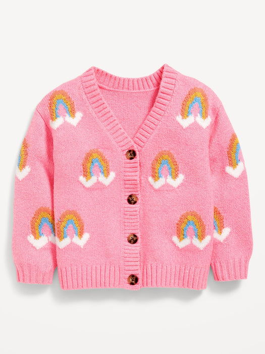 Printed Button-Front Cardigan Sweater for Toddler Girls
