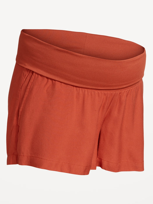 Maternity Rollover Panel Playa Shorts -- 4-inch inseam