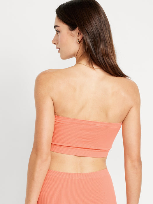 Rib-Knit Seamless Bandeau Bralette