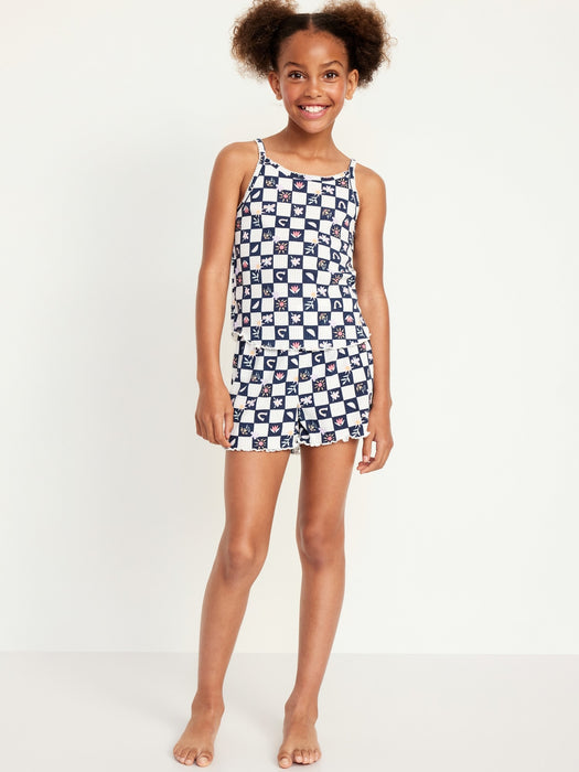 Printed Rib-Knit Pajama Tank and Shorts Set for Girls