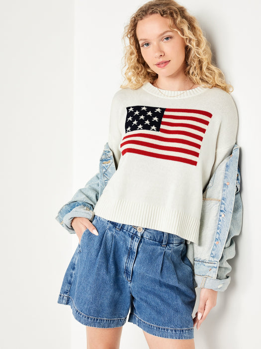 Crew-Neck Flag Sweater