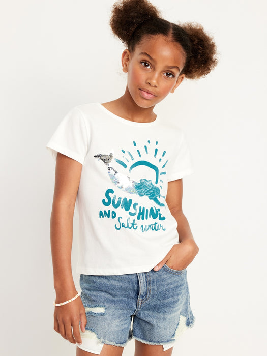 Short-Sleeve Flip-Sequin Graphic T-Shirt for Girls