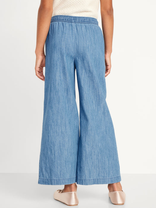 Loose Drawstring Chambray Pants for Girls