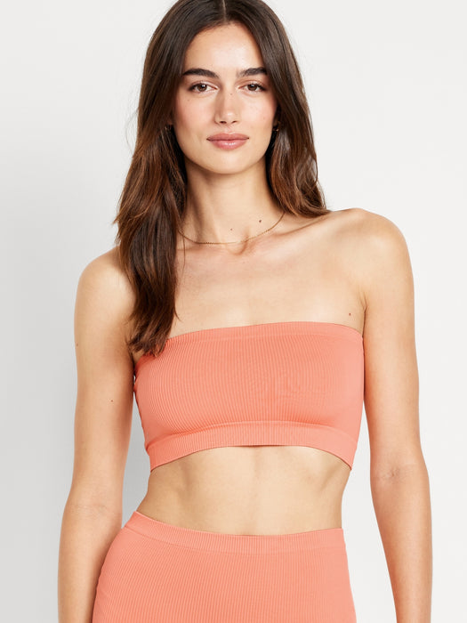 Rib-Knit Seamless Bandeau Bralette