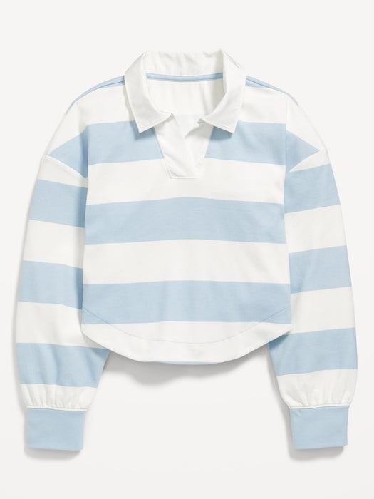 Collared Striped Pullover Top for Girls