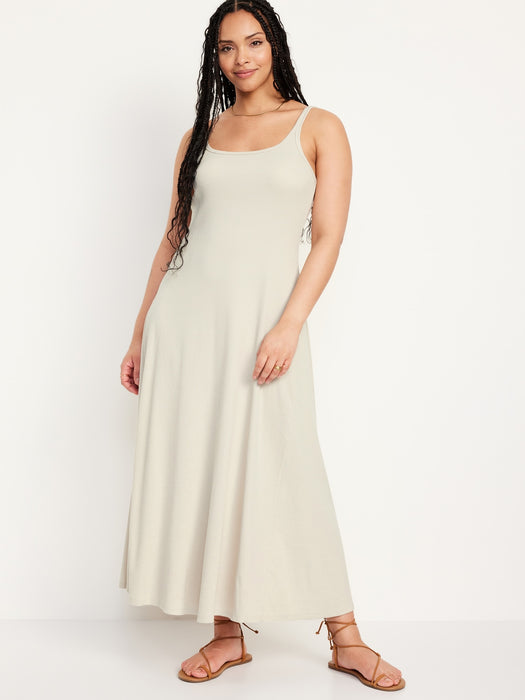 Fit & Flare Rib-Knit Maxi Dress