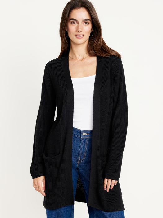 Open-Front Longline Cardigan Sweater