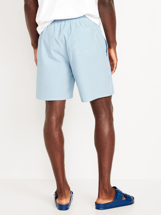Seersucker Swim Trunks -- 7-inch inseam