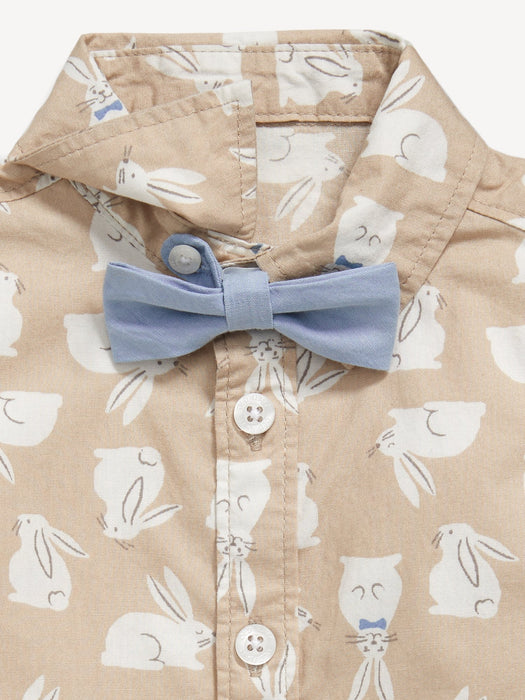 Printed Poplin Shirt & Bow-Tie Set for Baby